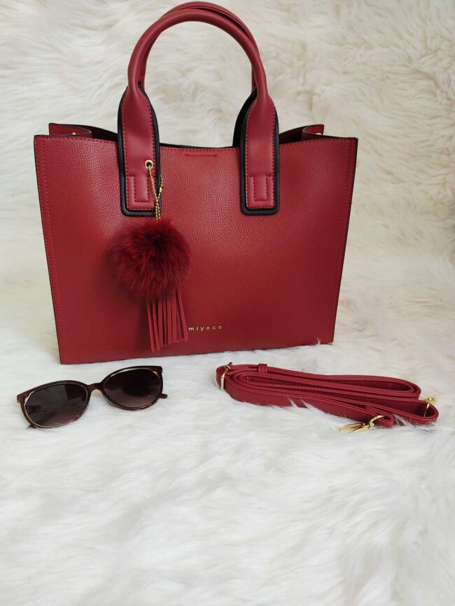 Cartera Pompom borgoña - Imagen 6