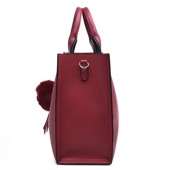 Cartera Pompom borgoña - Imagen 2