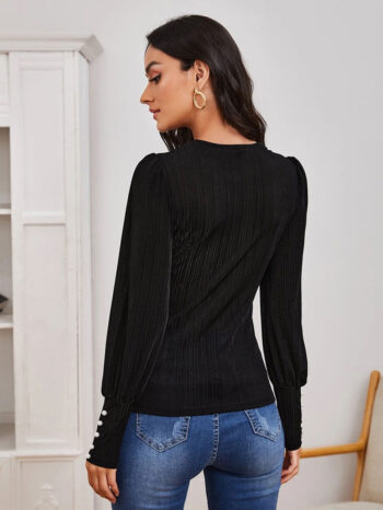 Camiseta con perlas en manga - Imagen 4