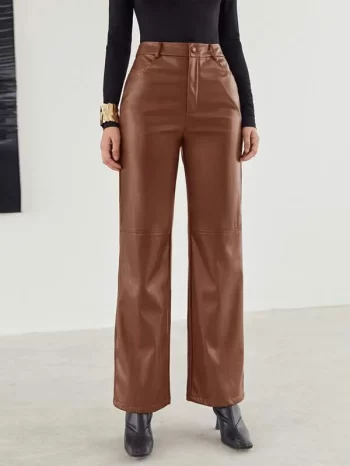 Pantalón palazo de cuerina - Imagen 2