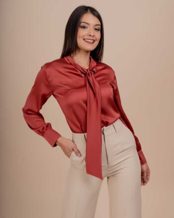 Blusa satín con lazo - Imagen 2
