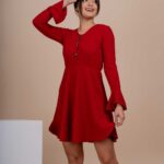 Vestido chompero de botones rojo