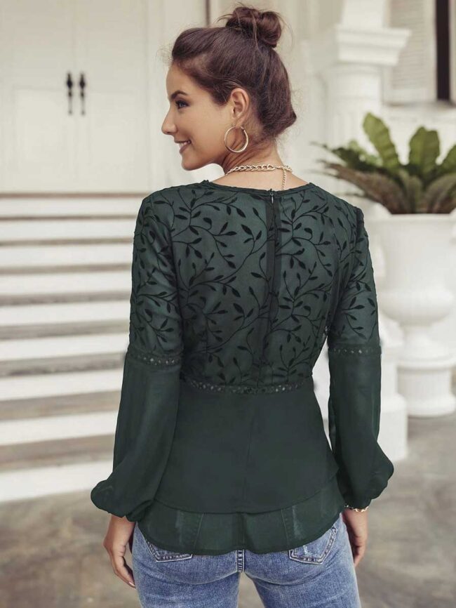 Blusa elegante de encaje y transparencia - Imagen 4