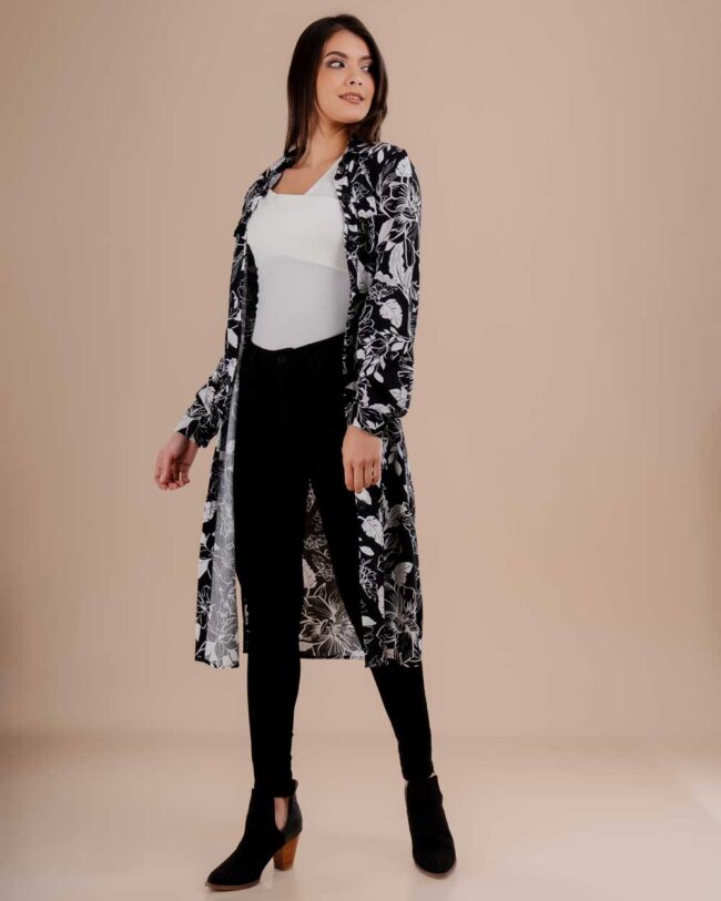 Vestido camisero estampado negro - Imagen 2