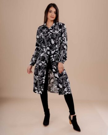 Vestido camisero estampado negro