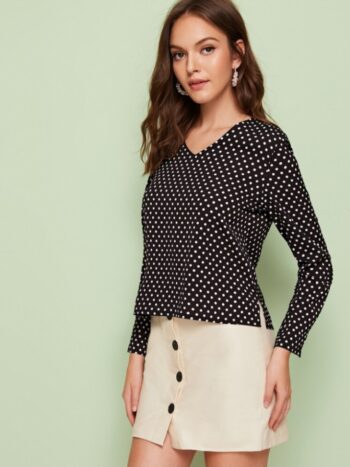 Blusa polka dots ojal - Imagen 3
