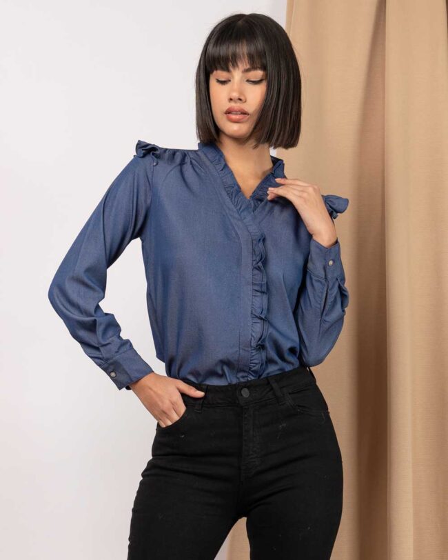 foto-159 Blusa denim con flecos - Imagen 1