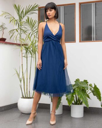 Vestido de tul Daphne azul noche - Imagen 3
