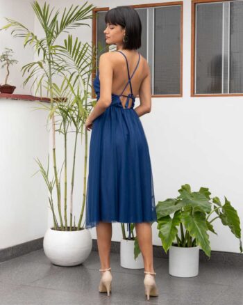 Vestido de tul Daphne azul noche - Imagen 5