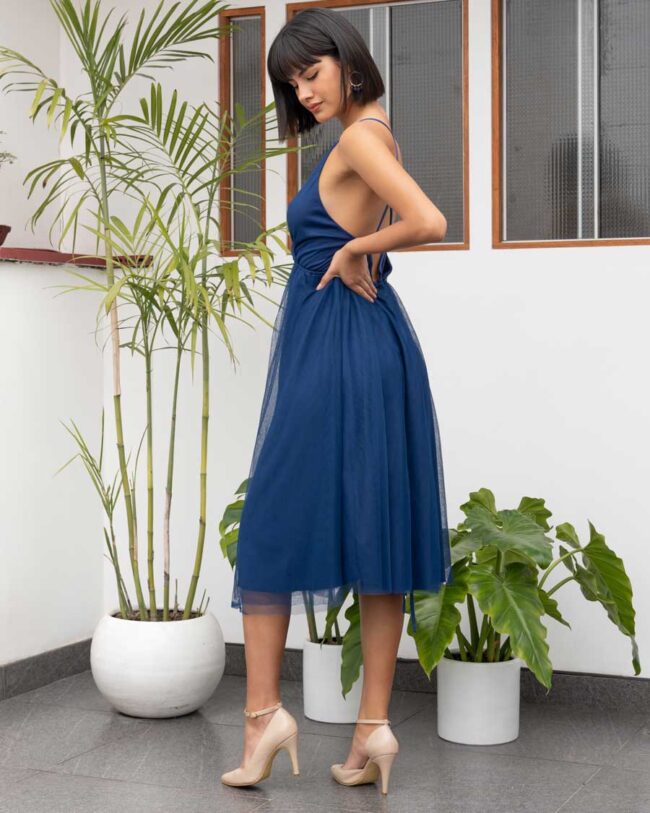 Vestido de tul Daphne azul noche - Imagen 2