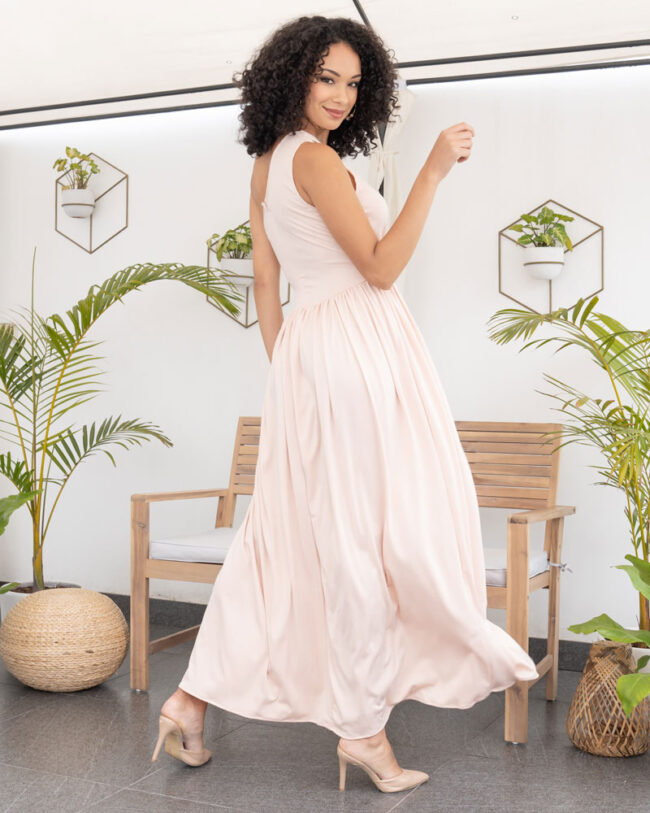 Vestido elegante Fátima albaricoque - Imagen 4