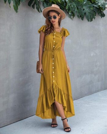 Vestido off shoulder con botones - Imagen 2