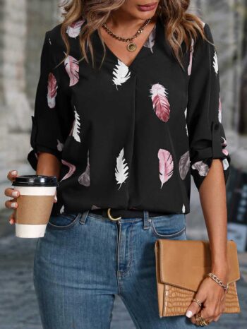 Blusa con estampado de plumas - Imagen 3