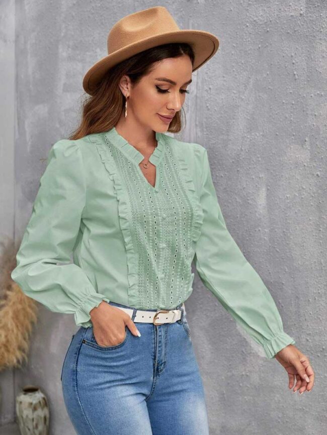 Blusa estilo francés con bordado - Imagen 3