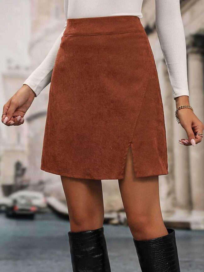 Falda corduroy con abertura - Imagen 4