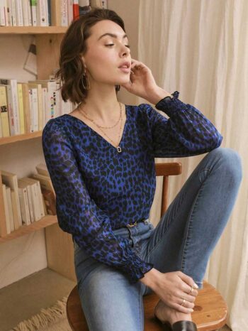 Blusa leopardo azul