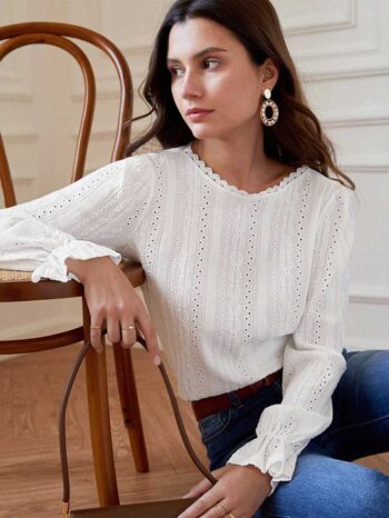 Blusa blanca frenchy manga larga
