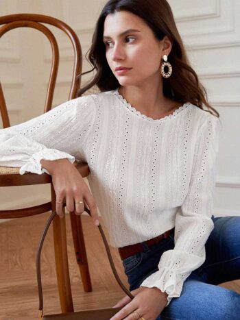 Blusa blanca frenchy manga larga