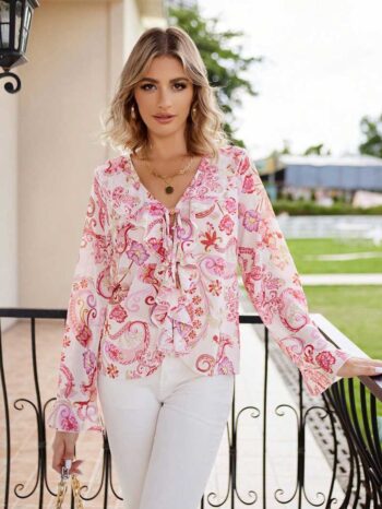 Blusa bohemia detalles rosas - Imagen 4