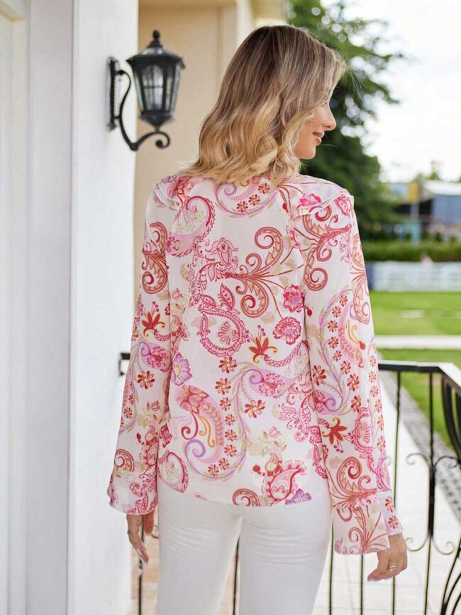Blusa bohemia detalles rosas - Imagen 5