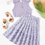 Conjunto floreado lila kids