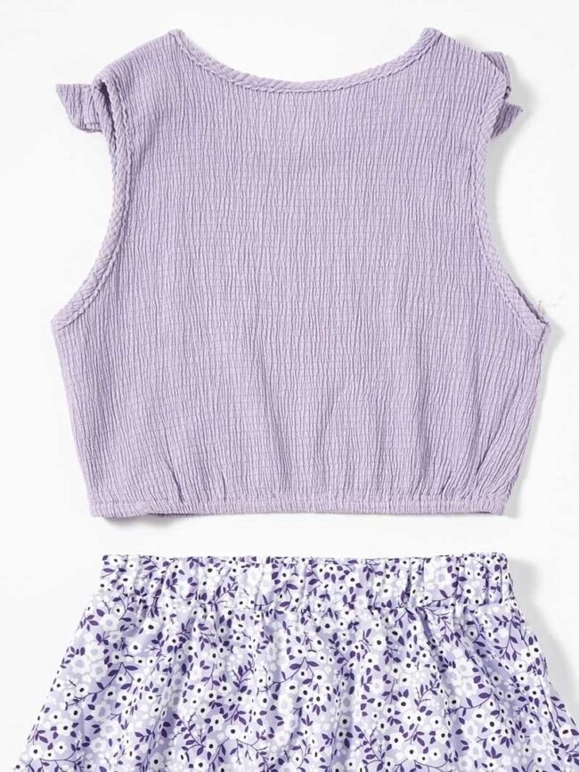 Conjunto floreado lila kids - Imagen 5
