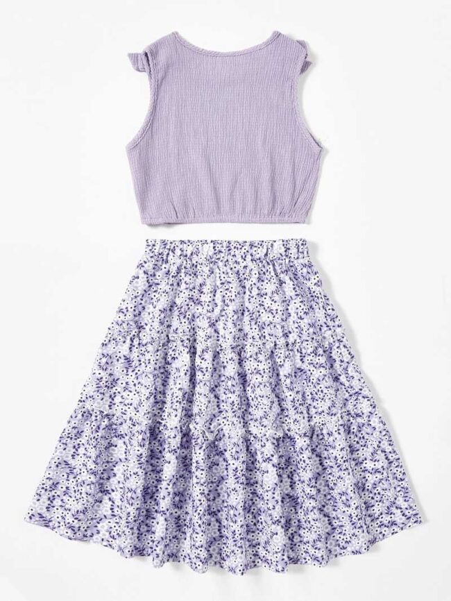 Conjunto floreado lila kids - Imagen 2