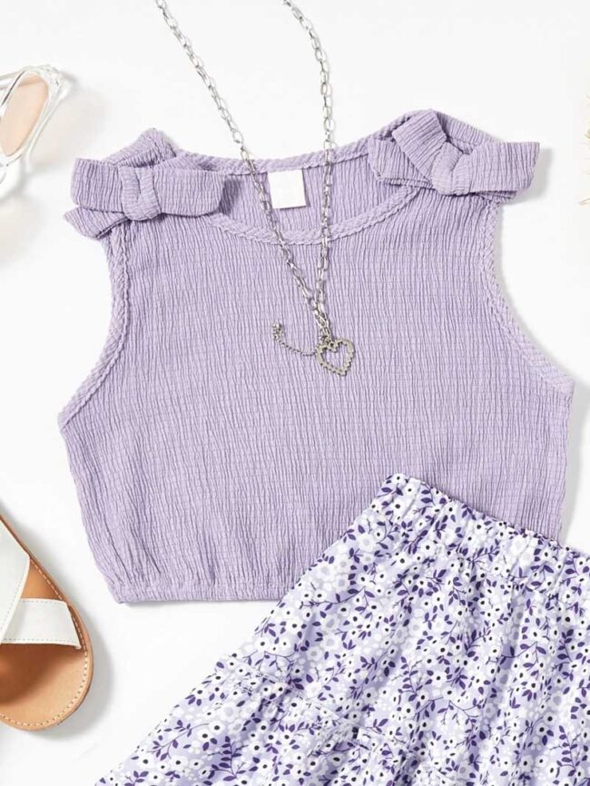 Conjunto floreado lila kids - Imagen 3