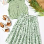 Conjunto floreado verde kids