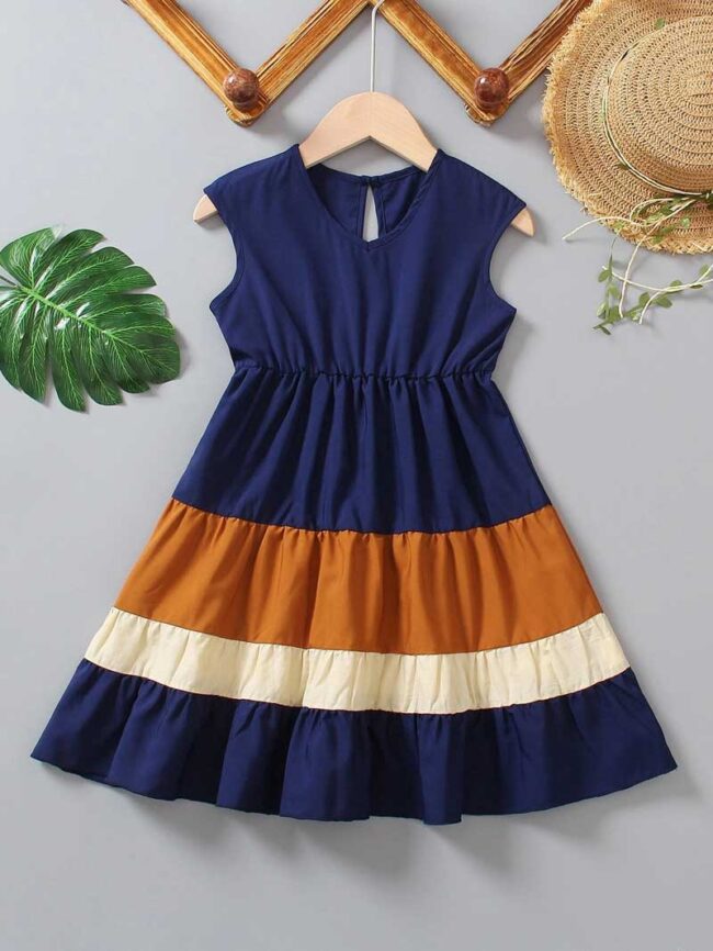 vestido-azul-con-franjas-de-colores-1 Vestido Nala kids - Imagen 1