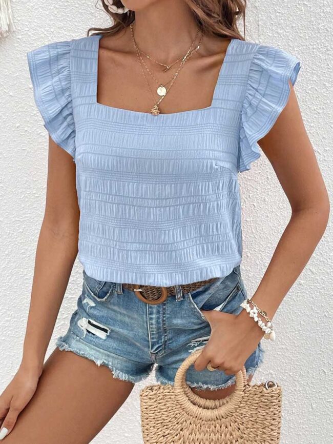 Blusa con blondas celeste - Imagen 5