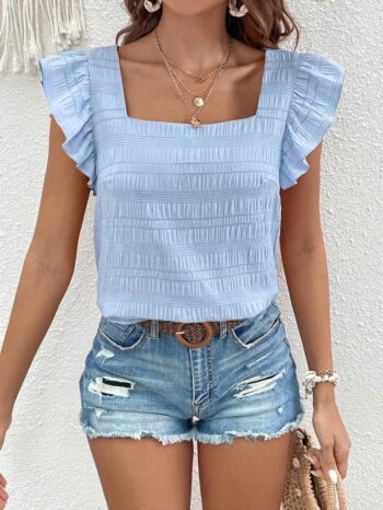 Blusa con blondas celeste - Imagen 2