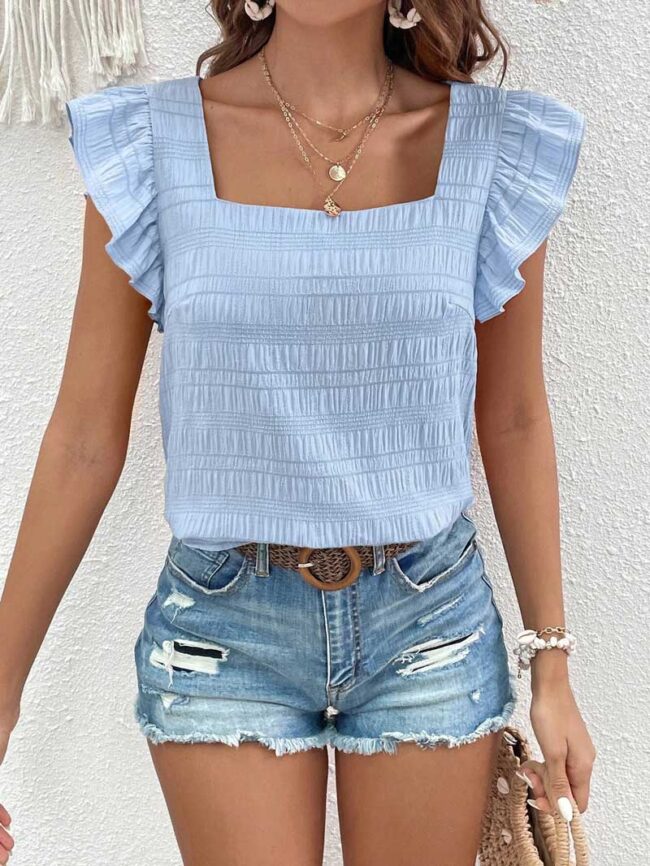 Blusa con blondas celeste - Imagen 2