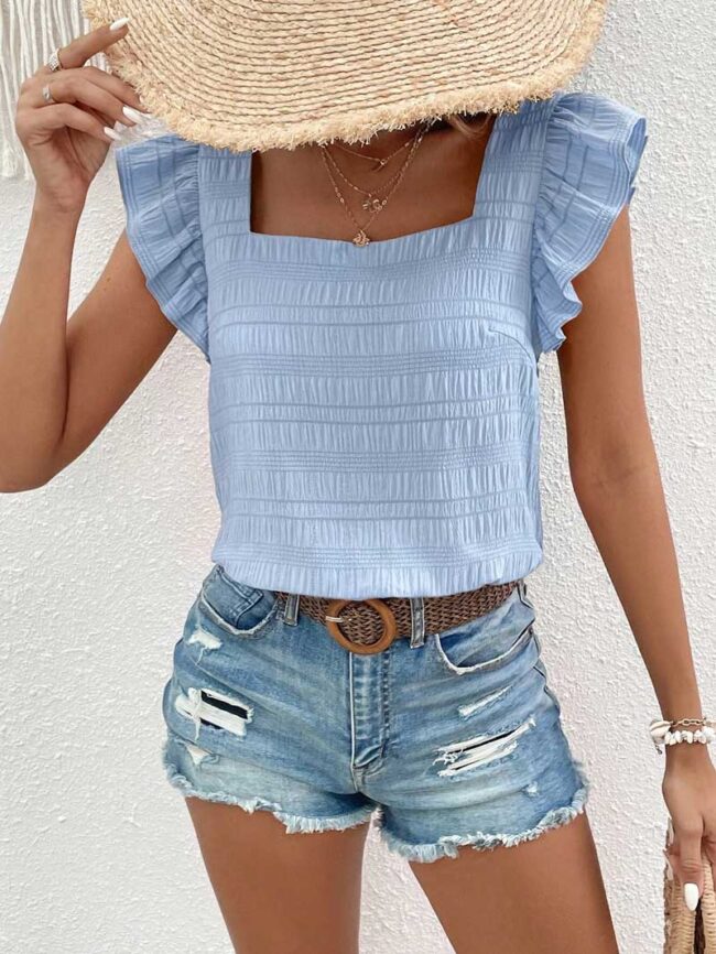 Blusa con blondas celeste - Imagen 3