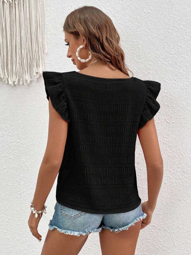 Blusa con blondas negra - Imagen 6
