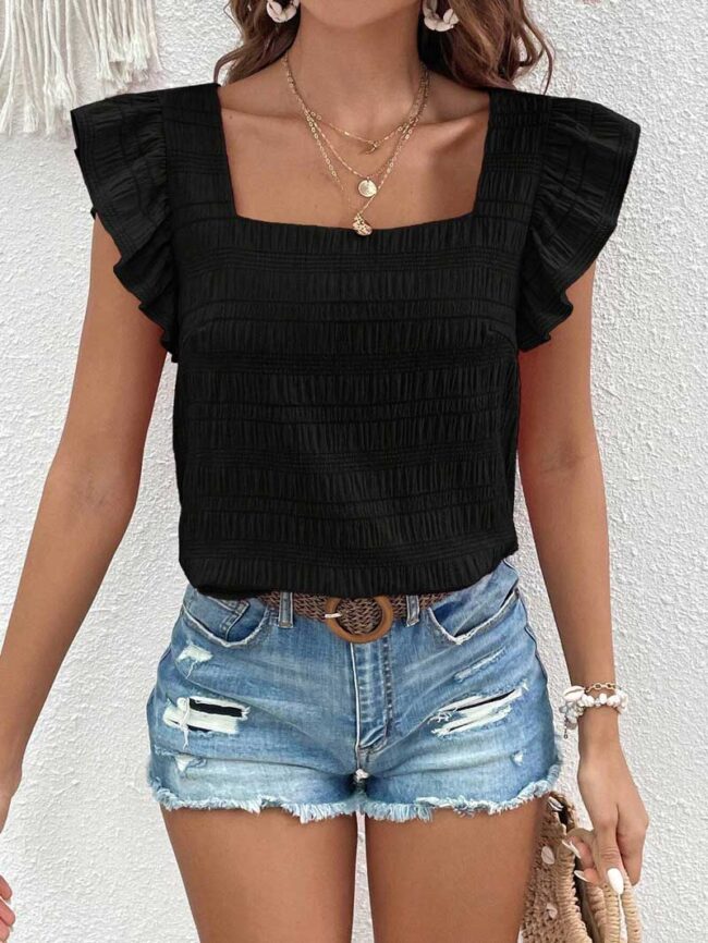 Blusa con blondas negra - Imagen 4