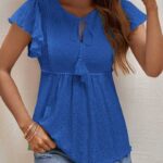 Blusa brodery con lazo azul