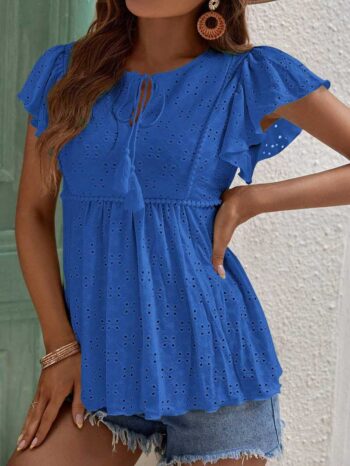 Blusa brodery con lazo azul - Imagen 4