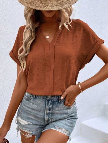 Blusa ocre con doblez - Imagen 2