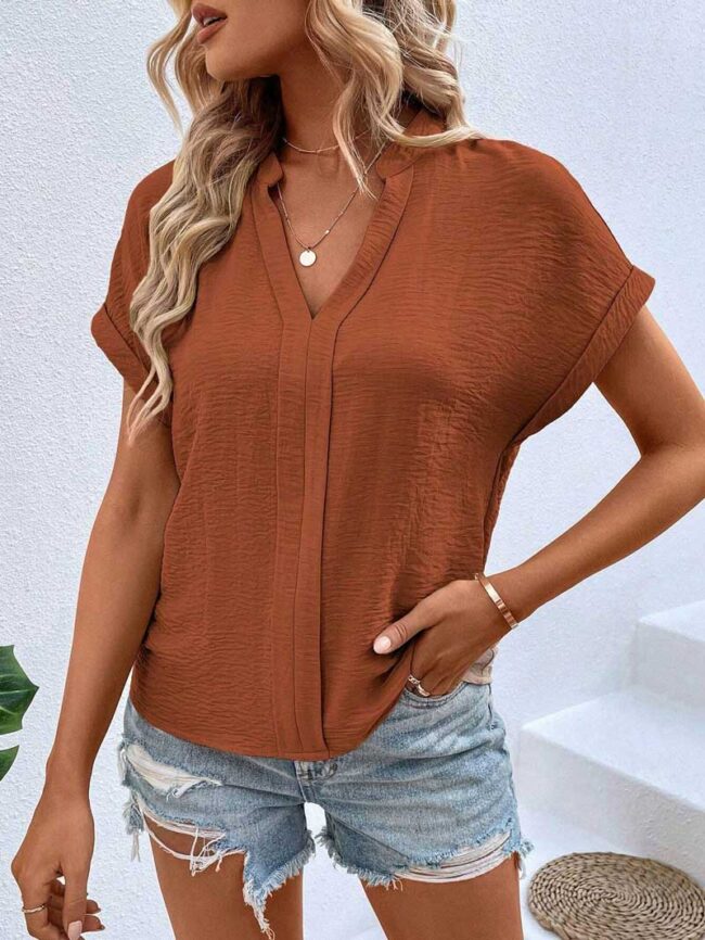 Blusa ocre con doblez - Imagen 5
