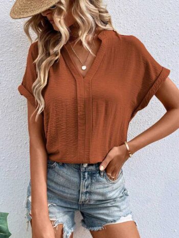 Blusa ocre con doblez - Imagen 4