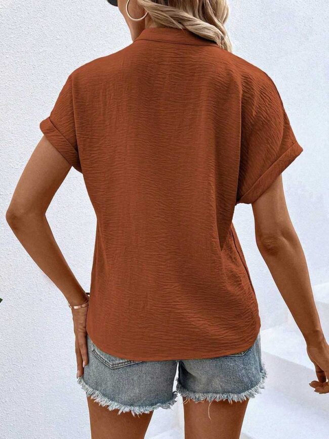 Blusa ocre con doblez - Imagen 6