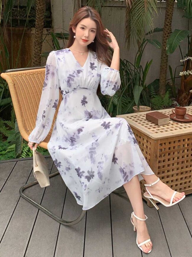 Vestido Sakura flores lila - Imagen 4