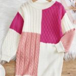 Vestido tejido colorblock rosa Kids