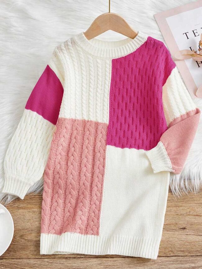 PSX_20240717_105926 Vestido tejido colorblock rosa Kids - Imagen 1