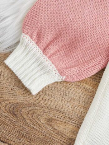 Vestido tejido colorblock rosa Kids - Imagen 4