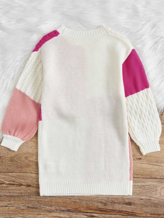 Vestido tejido colorblock rosa Kids - Imagen 2
