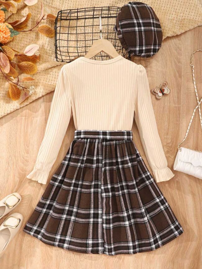 Vestido marrón estilo escocés Kids - Imagen 2