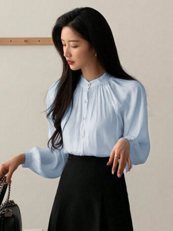 Blusa manga obispo celeste - Imagen 3