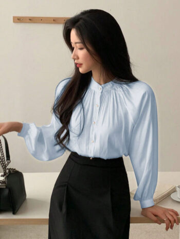 Blusa manga obispo celeste - Imagen 4